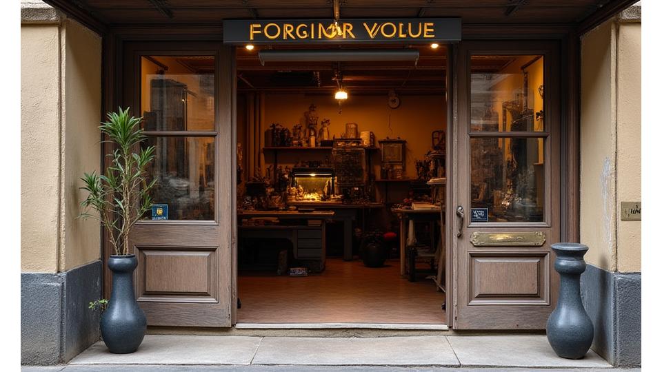 Esterno o interno della bottega di Forgia Vocale a Firenze, con un'atmosfera autentica e storica.