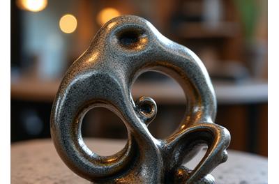 Scultura in metallo finita, dettagliata e artistica